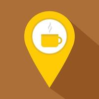 geel kaart geo- label met thee of koffie kop icoon vector