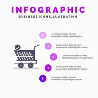 trolley kleinhandel boodschappen doen kar infographics presentatie sjabloon 5 stappen presentatie vector