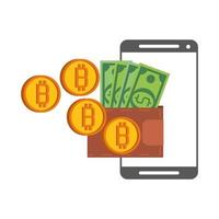 bitcoin, cryptocurrency en online betaling vector