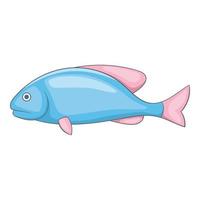 blauw vis met roze vinnen icoon, tekenfilm stijl vector