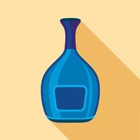 blauw breed fles icoon, vlak stijl vector