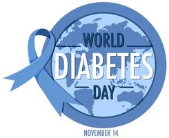 wereld diabetes dag banner met blauw lint en globe vector