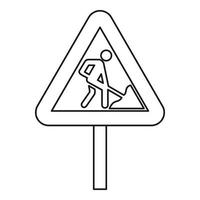 weg werken waarschuwing verkeer teken icoon schets stijl vector