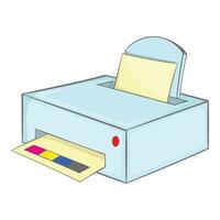 printer met papier icoon, tekenfilm stijl vector