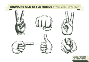 Gravure Old Style Hands Gratis Vector Pack