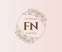 fn initialen brief bruiloft monogram logos verzameling, hand- getrokken modern minimalistisch en bloemen Sjablonen voor uitnodiging kaarten, opslaan de datum, elegant identiteit voor restaurant, boetiek, cafe in vector