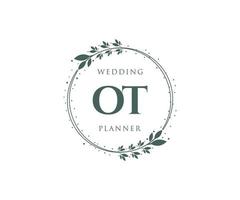 ot initialen brief bruiloft monogram logos verzameling, hand- getrokken modern minimalistisch en bloemen Sjablonen voor uitnodiging kaarten, opslaan de datum, elegant identiteit voor restaurant, boetiek, cafe in vector