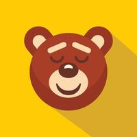 bruin teddy beer hoofd icoon, vlak stijl vector
