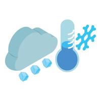 hagelbui icoon isometrische vector. wolk met wees gegroet verkoudheid thermometer en sneeuwvlok vector
