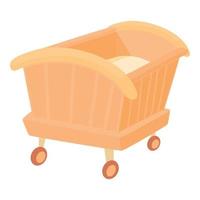 houten baby kinderbed icoon, tekenfilm stijl vector