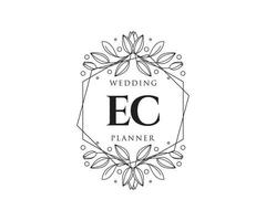 ec initialen brief bruiloft monogram logos verzameling, hand- getrokken modern minimalistisch en bloemen Sjablonen voor uitnodiging kaarten, opslaan de datum, elegant identiteit voor restaurant, boetiek, cafe in vector