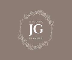 jg initialen brief bruiloft monogram logos verzameling, hand- getrokken modern minimalistisch en bloemen Sjablonen voor uitnodiging kaarten, opslaan de datum, elegant identiteit voor restaurant, boetiek, cafe in vector