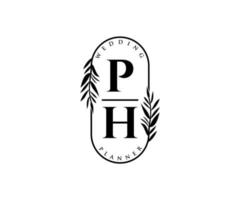 ph initialen brief bruiloft monogram logos verzameling, hand- getrokken modern minimalistisch en bloemen Sjablonen voor uitnodiging kaarten, opslaan de datum, elegant identiteit voor restaurant, boetiek, cafe in vector