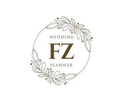 fz initialen brief bruiloft monogram logos verzameling, hand- getrokken modern minimalistisch en bloemen Sjablonen voor uitnodiging kaarten, opslaan de datum, elegant identiteit voor restaurant, boetiek, cafe in vector