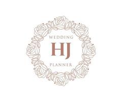 hj initialen brief bruiloft monogram logos verzameling, hand- getrokken modern minimalistisch en bloemen Sjablonen voor uitnodiging kaarten, opslaan de datum, elegant identiteit voor restaurant, boetiek, cafe in vector