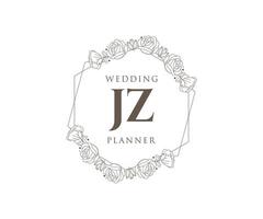 jz initialen brief bruiloft monogram logos verzameling, hand- getrokken modern minimalistisch en bloemen Sjablonen voor uitnodiging kaarten, opslaan de datum, elegant identiteit voor restaurant, boetiek, cafe in vector