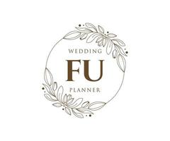 fu initialen brief bruiloft monogram logos verzameling, hand- getrokken modern minimalistisch en bloemen Sjablonen voor uitnodiging kaarten, opslaan de datum, elegant identiteit voor restaurant, boetiek, cafe in vector