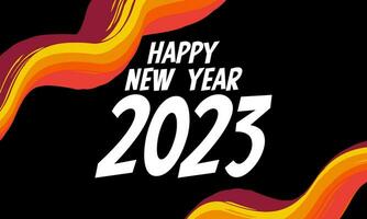 gelukkig nieuw jaar 2023 met vloeistof golvend kleurrijk kader grens voor banier, poster, sociaal media vector