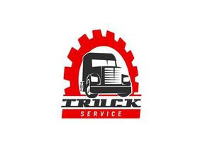 vrachtauto reparatie, lading vervoer onderhoud icoon vector