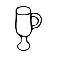 een mok van koffie zwart en wit tekening stijl vector single