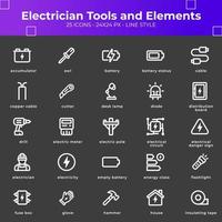 elektricien gereedschap en elementen icoon pak vector