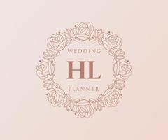 hl initialen brief bruiloft monogram logos verzameling, hand- getrokken modern minimalistisch en bloemen Sjablonen voor uitnodiging kaarten, opslaan de datum, elegant identiteit voor restaurant, boetiek, cafe in vector