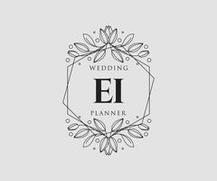 ei initialen brief bruiloft monogram logos verzameling, hand- getrokken modern minimalistisch en bloemen Sjablonen voor uitnodiging kaarten, opslaan de datum, elegant identiteit voor restaurant, boetiek, cafe in vector