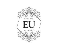 EU initialen brief bruiloft monogram logos verzameling, hand- getrokken modern minimalistisch en bloemen Sjablonen voor uitnodiging kaarten, opslaan de datum, elegant identiteit voor restaurant, boetiek, cafe in vector