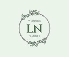 ln initialen brief bruiloft monogram logos verzameling, hand- getrokken modern minimalistisch en bloemen Sjablonen voor uitnodiging kaarten, opslaan de datum, elegant identiteit voor restaurant, boetiek, cafe in vector