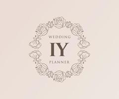 iy initialen brief bruiloft monogram logos verzameling, hand- getrokken modern minimalistisch en bloemen Sjablonen voor uitnodiging kaarten, opslaan de datum, elegant identiteit voor restaurant, boetiek, cafe in vector