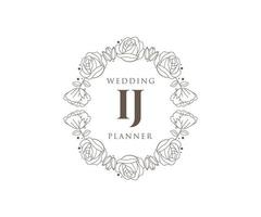 ij initialen brief bruiloft monogram logos verzameling, hand- getrokken modern minimalistisch en bloemen Sjablonen voor uitnodiging kaarten, opslaan de datum, elegant identiteit voor restaurant, boetiek, cafe in vector