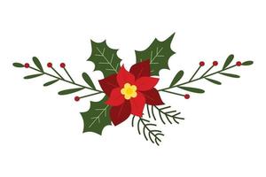 illustratie van bessen en bloem boeket voor Kerstmis en nieuw jaar dag decoraties. verzameling van kransen voor winter viering ornamenten vector
