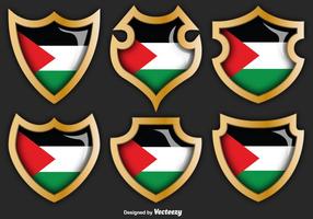 Vector Set Gaza Strip Badges Met Vlag Op Ze