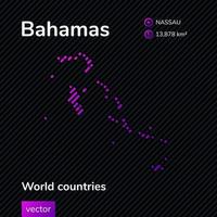 Bahamas vector kaart in vlak stijl neiging paars kleuren Aan zwart gestreept achtergrond. onderwijs banier