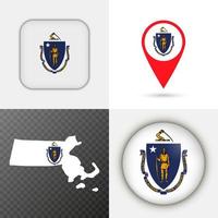 reeks van Massachusetts staat vlag. vector illustratie.