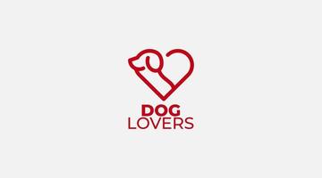 gemakkelijk minimaal hond liefde logo ontwerp. hond hoofd met liefde vector