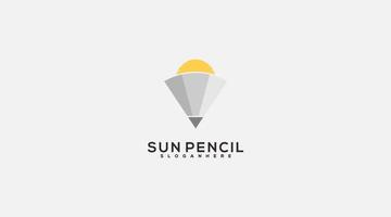 kwaliteit zon potlood logo ontwerp vector