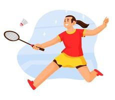 vrouw badminton karakter houding vector