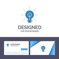 creatief bedrijf kaart en logo sjabloon lamp gloed idee in zicht inspirerend vector illustratie