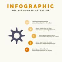 uitrusting instelling wiel solide icoon infographics 5 stappen presentatie achtergrond vector