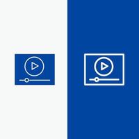 video Speel online afzet lijn en glyph solide icoon blauw banier lijn en glyph solide icoon blauw banier vector