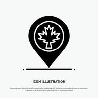 kaart plaats Canada blad solide glyph icoon vector