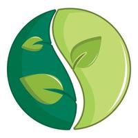 groen ronde teken met bladeren icoon, tekenfilm stijl vector