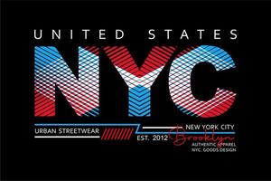nyc typografie ontwerp gedrukt voor t-shirts vector