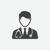 dokter met stethoscoop icoon ontwerp, arts dokter vlak vector icoon voor apps en websites, dokter logo illustratie