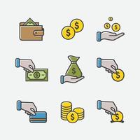 modieus vlak lijn icoon pak voor ontwerpers en ontwikkelaars. pictogrammen voor geld, investering, financiën, bankieren, verzekering, financiering en betaling, voor websites en mobiel websites en apps. vector