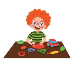 weinig kind Speel met speelgoed- klei plasticine vector