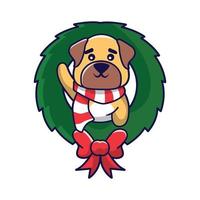 schattig Kerstmis hond in Kerstmis kostuum illustratie vector