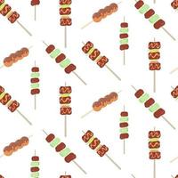 naadloos patroon met yakitori en dango. vector illustratie