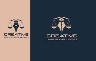 wet firma logo of advocaat logo met creatief element stijl elegant logo vector